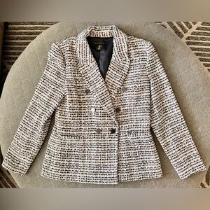 HOUSE OF HARLOW 1960 Medium Blue Black Tweed Double Breasted Blazer